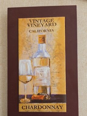 Vintage Vineyard California Chardonnay Wall Art - Yellow & Brown